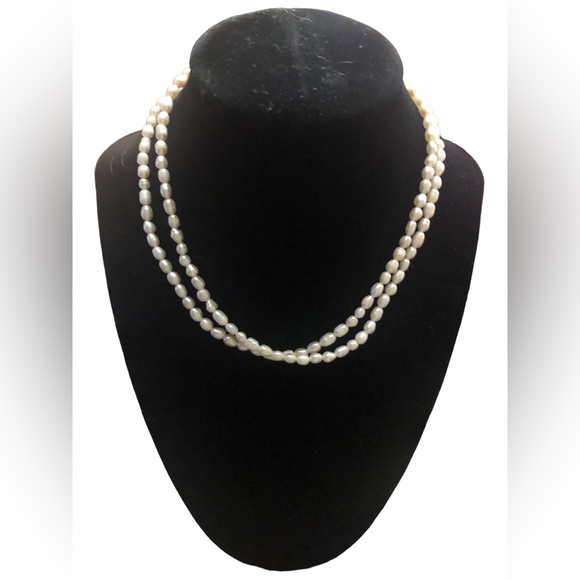 Genuine Pearl Dainty Double Strand Seed Necklace/Choker - Picture 3 of 6
